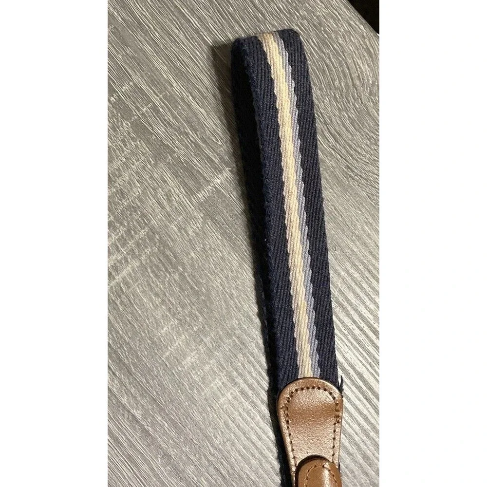 Vtg Surcingle Gold Tone Belt Buckle  Blue Pink Purple Stripes SZ 36 Equestrian